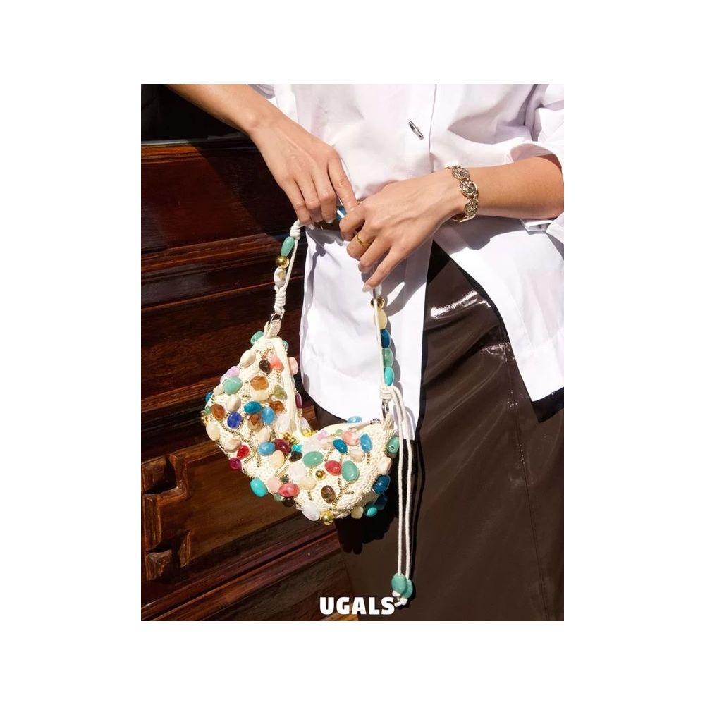 ASAYA7892 – Colorful Gemstone Beaded Shoulder Bag 💎🌈