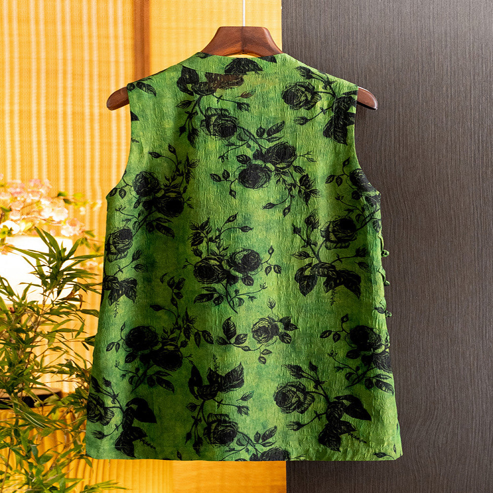 New Chinese style fashionable and elegant silk jacquard dress for women in summer 2025 retro temperament stand up collar vest skirt image 2