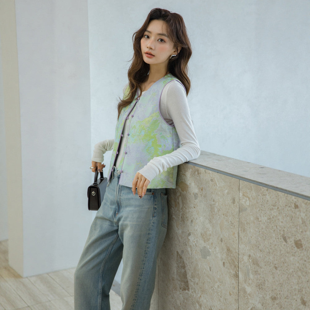 National style black label old money style new Chinese style vest 2935 jacquard soft gold Chinese style sleeveless imitation Song brocade jacket image 9