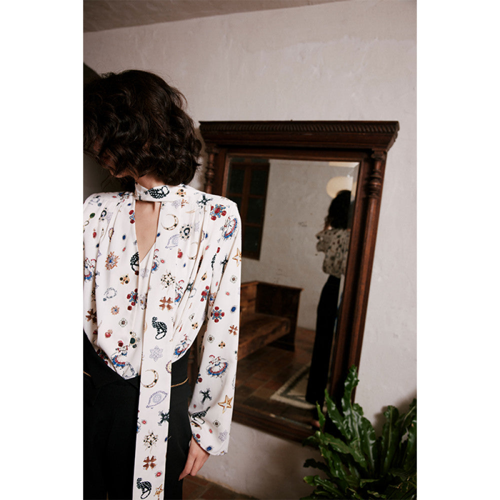 Rosebanks printed all the jewelry they couldn t afford on my vintage printed lace up shirt image 2