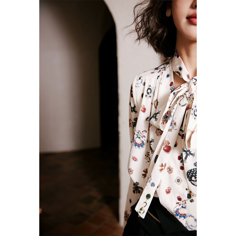 Rosebanks printed all the jewelry they couldn t afford on my vintage printed lace up shirt image 3