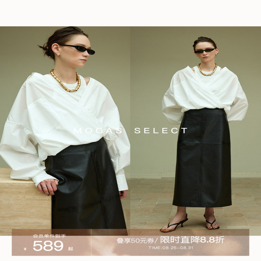 Spot Mogas Upper Body Paper Man Quality Environmental Protection Cotton High Count Three Dimensional Wrinkle Fashionable Fake Two piece Shirt image 1