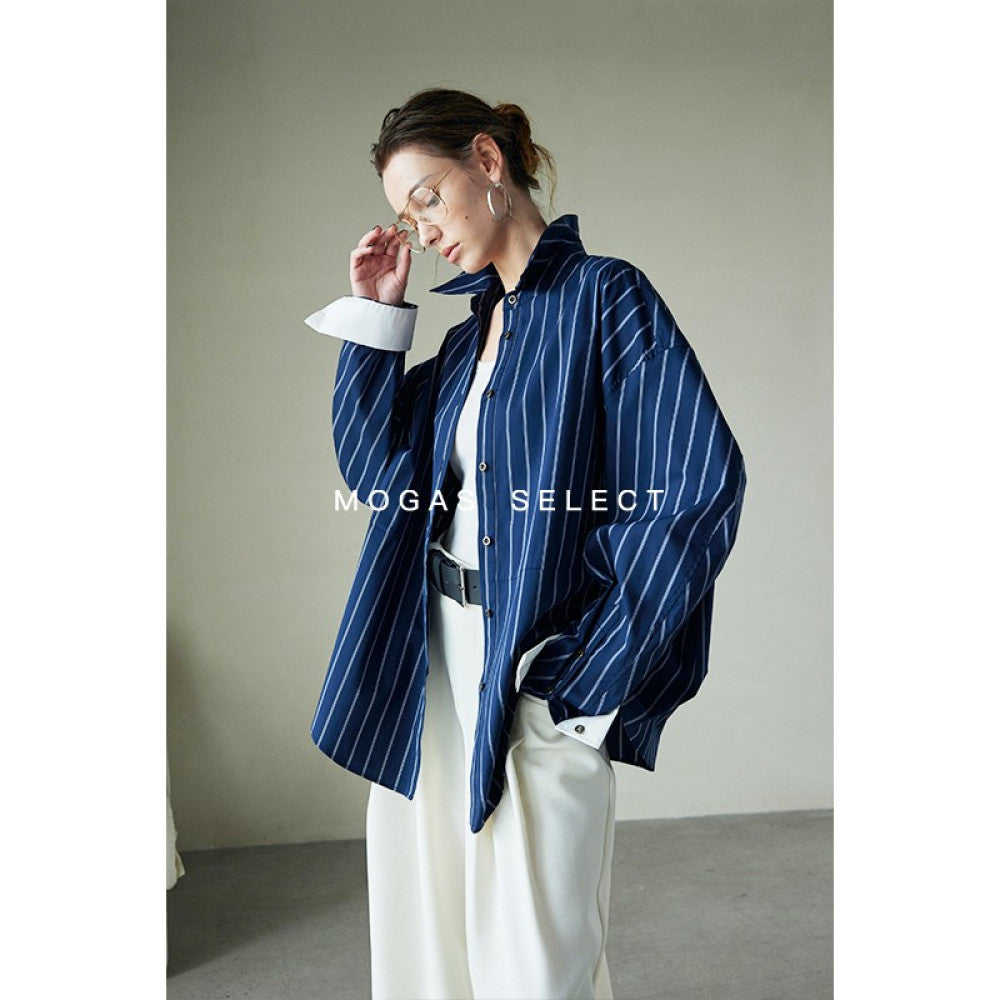 In stock Mogas Bajia neutral style long staple cotton paper with a human like feel white shirt women s top jacket spring and autumn image 29