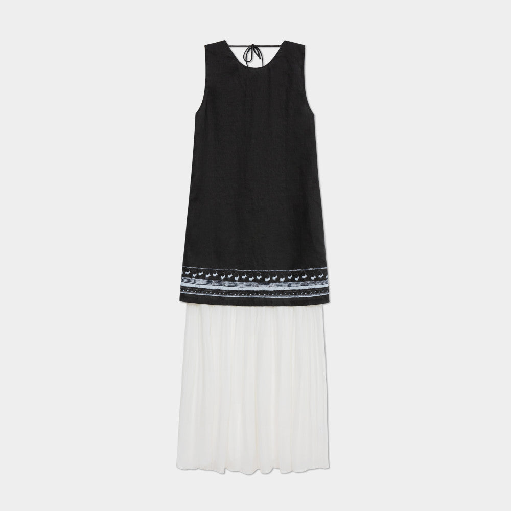 Bo Xi Feng Comfortable Linen Positioning Print Lightweight and Elegant Heavy Industry Hundred Fold Splicing Fake Two Piece Sleeveless Dress image 38