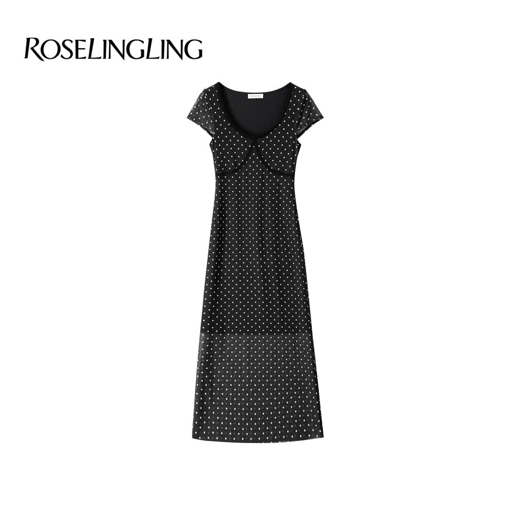 ROSELINGLING Polka Dot Series Retro Polka Dot Strap Dress for Skinny Vacation Long Dress Summer image 51