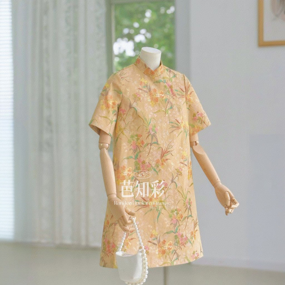 Sleeveless short style retro daily jacquard Hong Kong style qipao 2865 Chinese style heavy industry socialite light luxury dress image 21