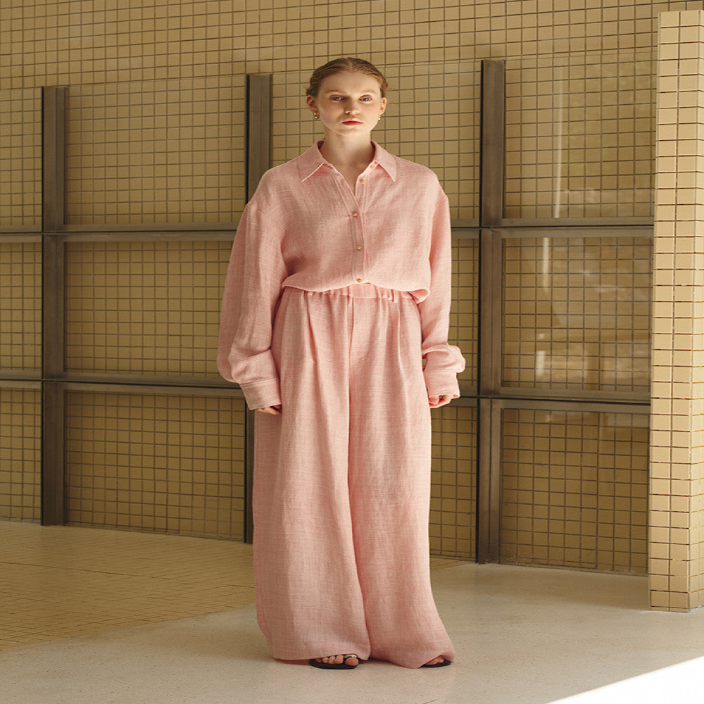 ItoshIroshI linen blend bamboo texture soft thin lapel silhouette medium long summer sun protection shirt image 2