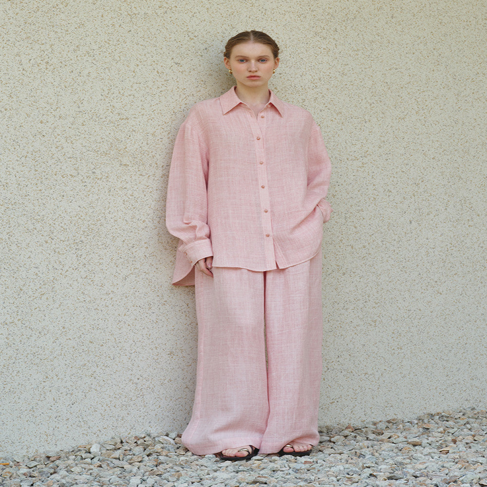 ItoshIroshI linen blend bamboo texture soft thin lapel silhouette medium long summer sun protection shirt image 4