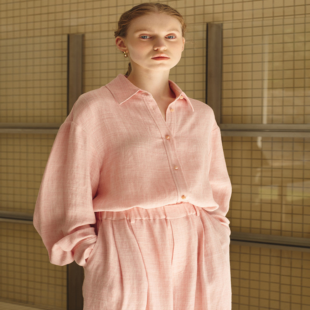 ItoshIroshI linen blend bamboo texture soft thin lapel silhouette medium long summer sun protection shirt image 0