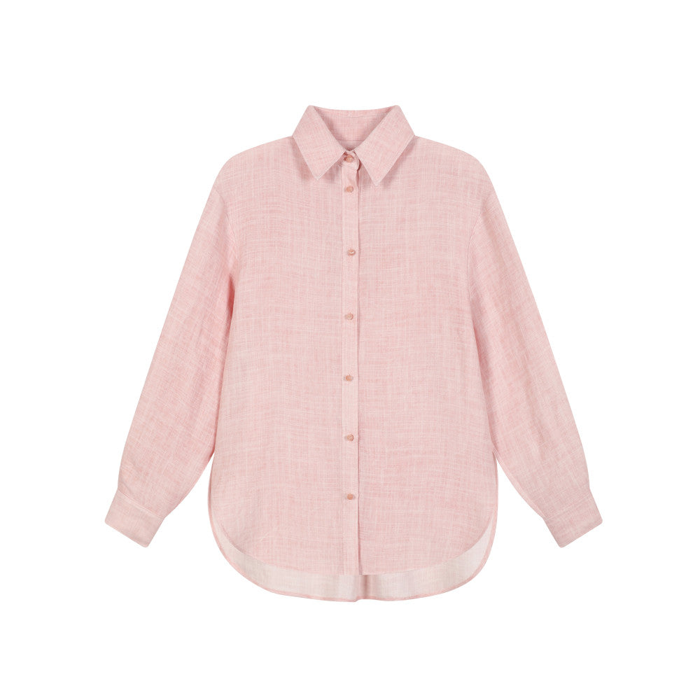 ItoshIroshI linen blend bamboo texture soft thin lapel silhouette medium long summer sun protection shirt image 8