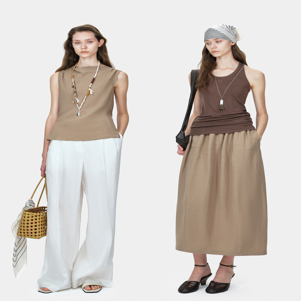 Marllen Breeze Narrative Vacation Elegant Style Pendant Swinging Neck Tank Top Flower Bud Half Skirt Set for Women Summer image 3