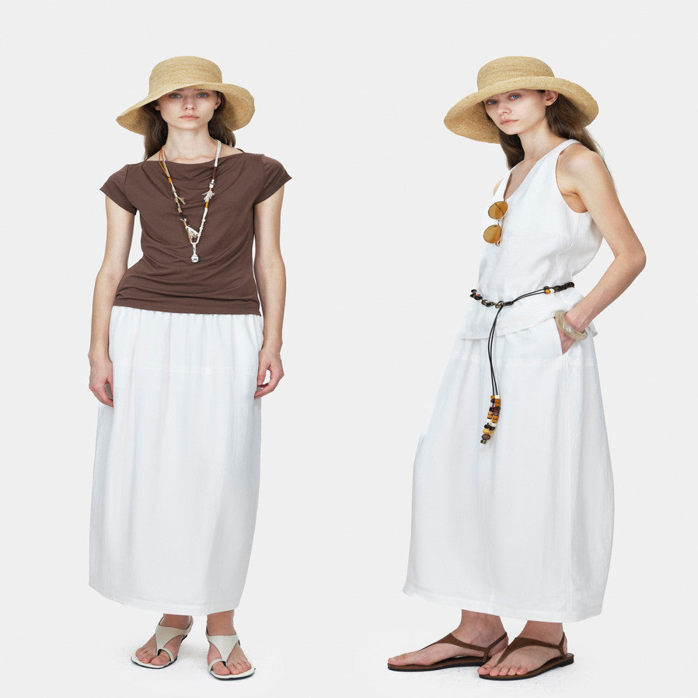 Marllen Breeze Narrative Vacation Elegant Style Pendant Swinging Neck Tank Top Flower Bud Half Skirt Set for Women Summer image 4