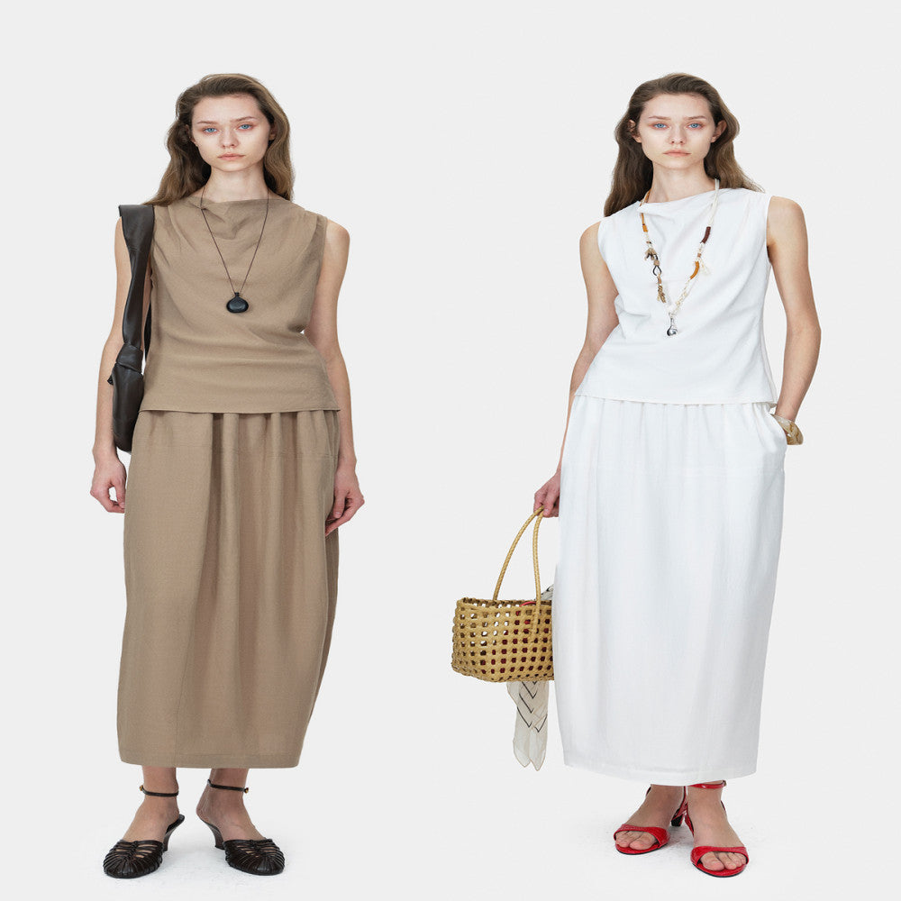 Marllen Breeze Narrative Vacation Elegant Style Pendant Swinging Neck Tank Top Flower Bud Half Skirt Set for Women Summer image 0