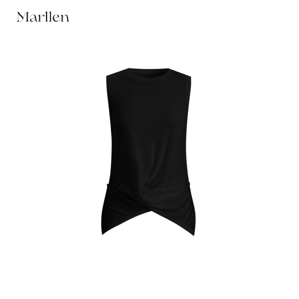 Marllen spatial melody slimming skin friendly breathable acetate cashmere artistic sense cross knot vest for women image 14