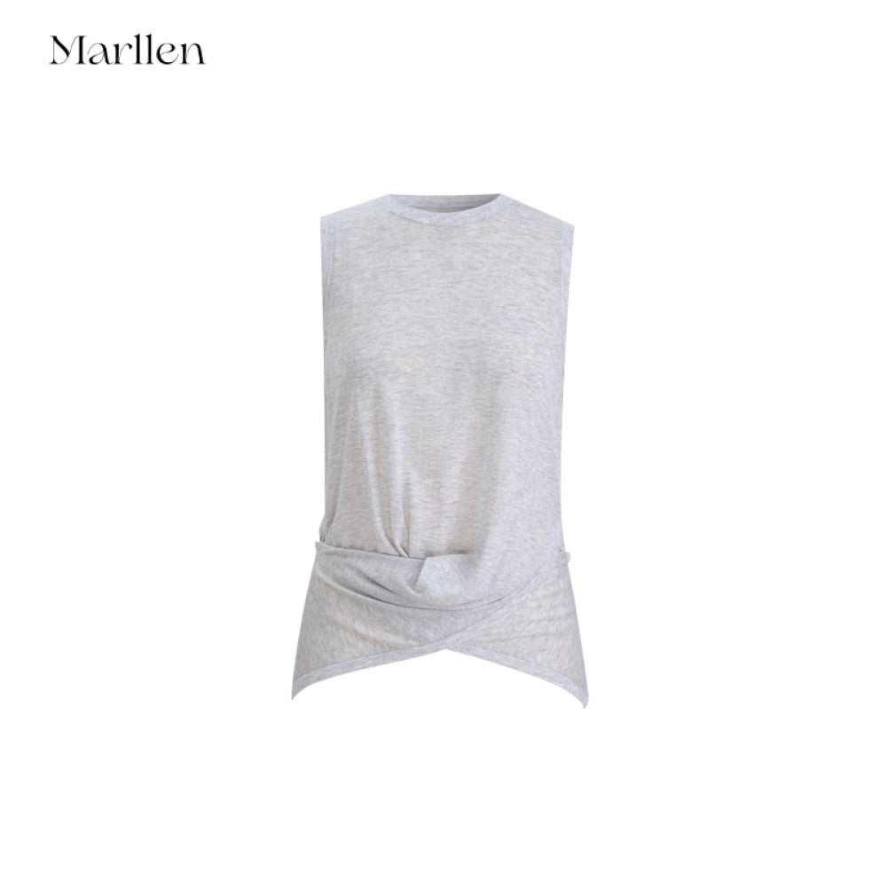 Marllen spatial melody slimming skin friendly breathable acetate cashmere artistic sense cross knot vest for women image 30