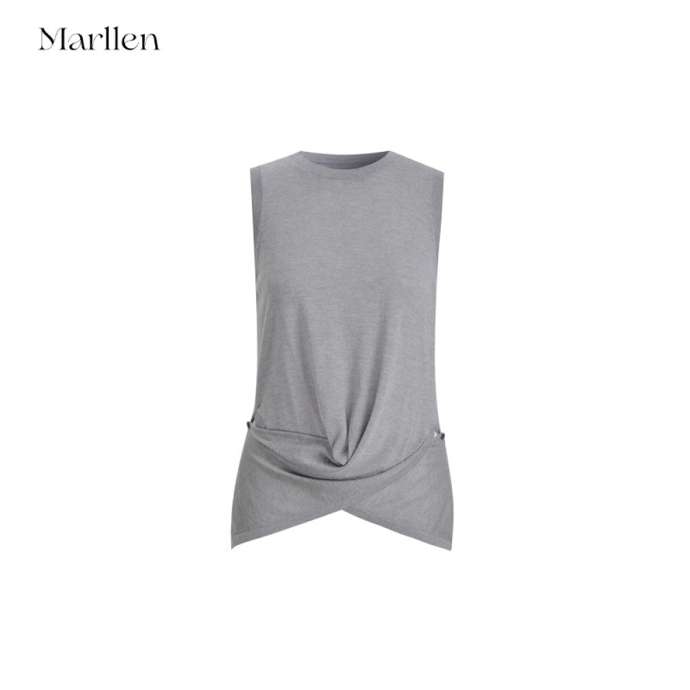 Marllen spatial melody slimming skin friendly breathable acetate cashmere artistic sense cross knot vest for women image 49