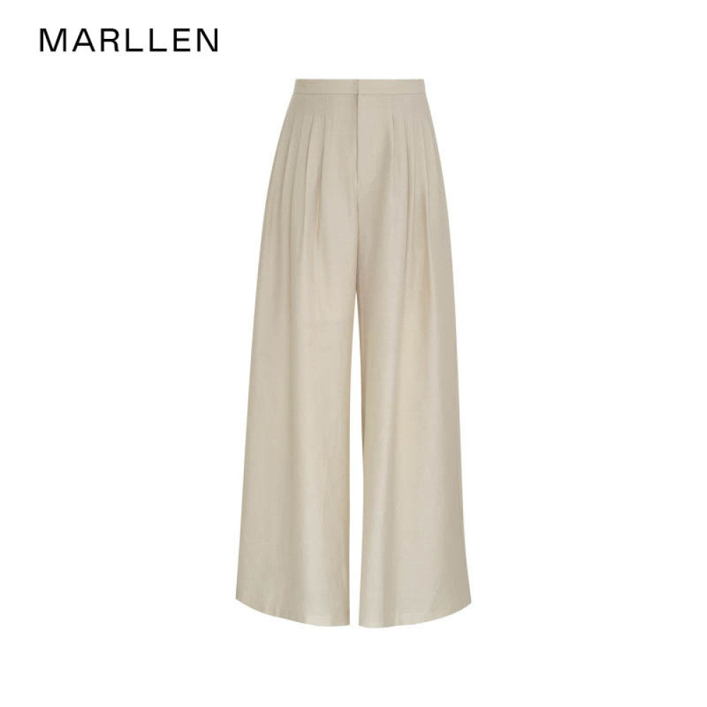 Marllen new Chinese style slightly swing collar Tencel shirt wide leg pants suit women summer image 28