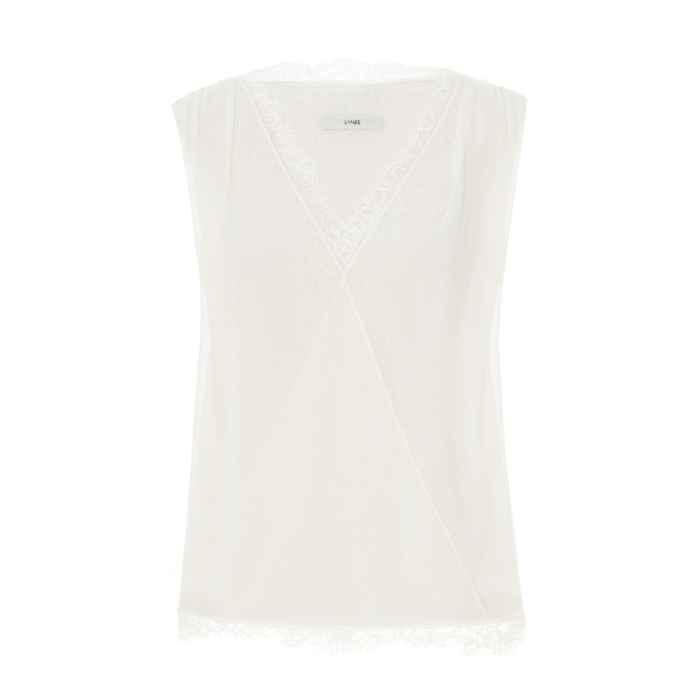 LYNEE suit with lace V neck design patchwork vest women s sleeveless versatile top autumn interior image 7