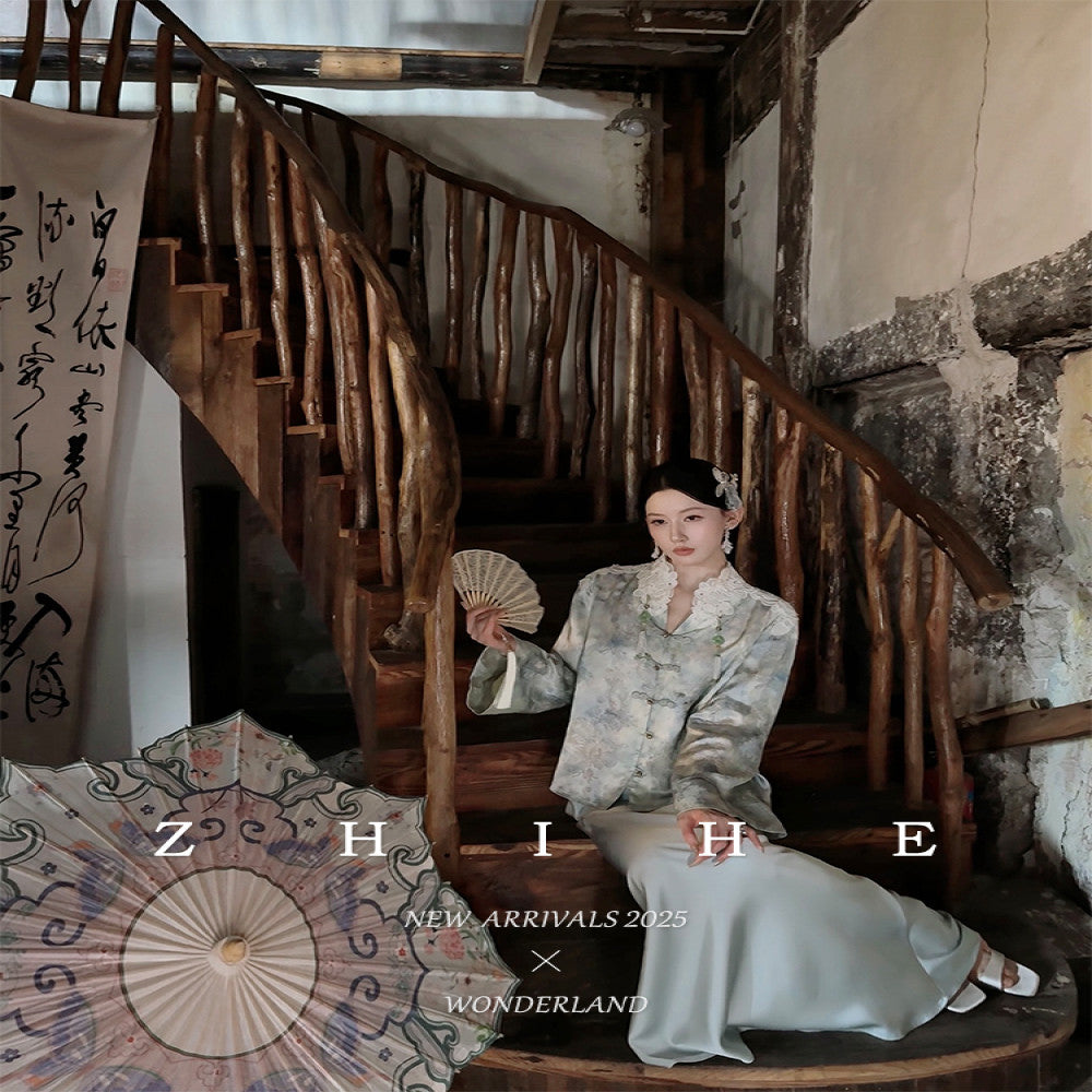 Wuyan Yihe Tai Huadu National Style Original 100 Person Silk Jacquard Lace Coat Satin Half Skirt image 2