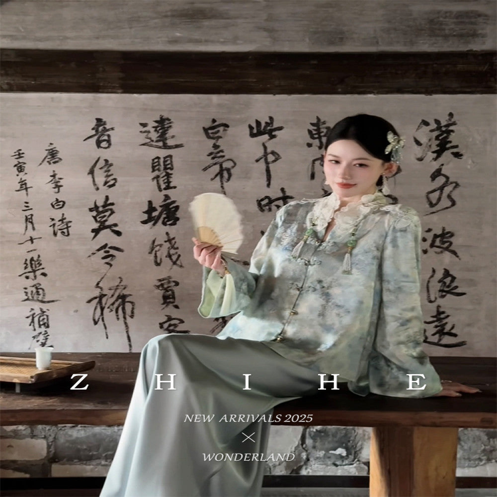 Wuyan Yihe Tai Huadu National Style Original 100 Person Silk Jacquard Lace Coat Satin Half Skirt image 3