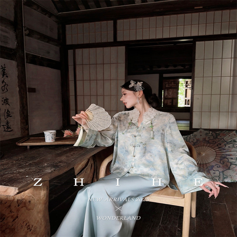 Wuyan Yihe Tai Huadu National Style Original 100 Person Silk Jacquard Lace Coat Satin Half Skirt image 0