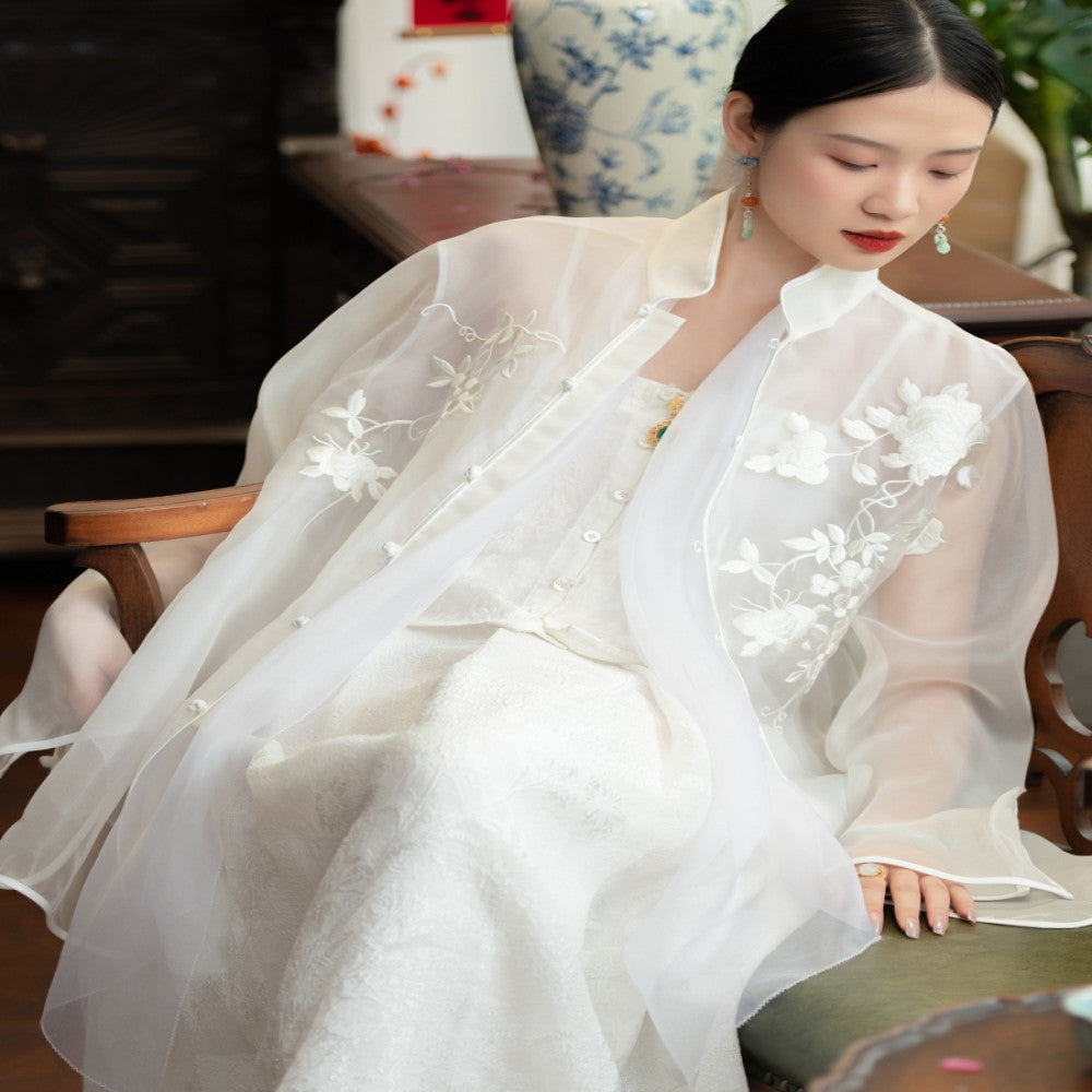 2024 New Product PCY1708 Silk Eugen Embroidery Top Chinese Retro Embroidery Top Fairy Yarn Dress for Women image 2