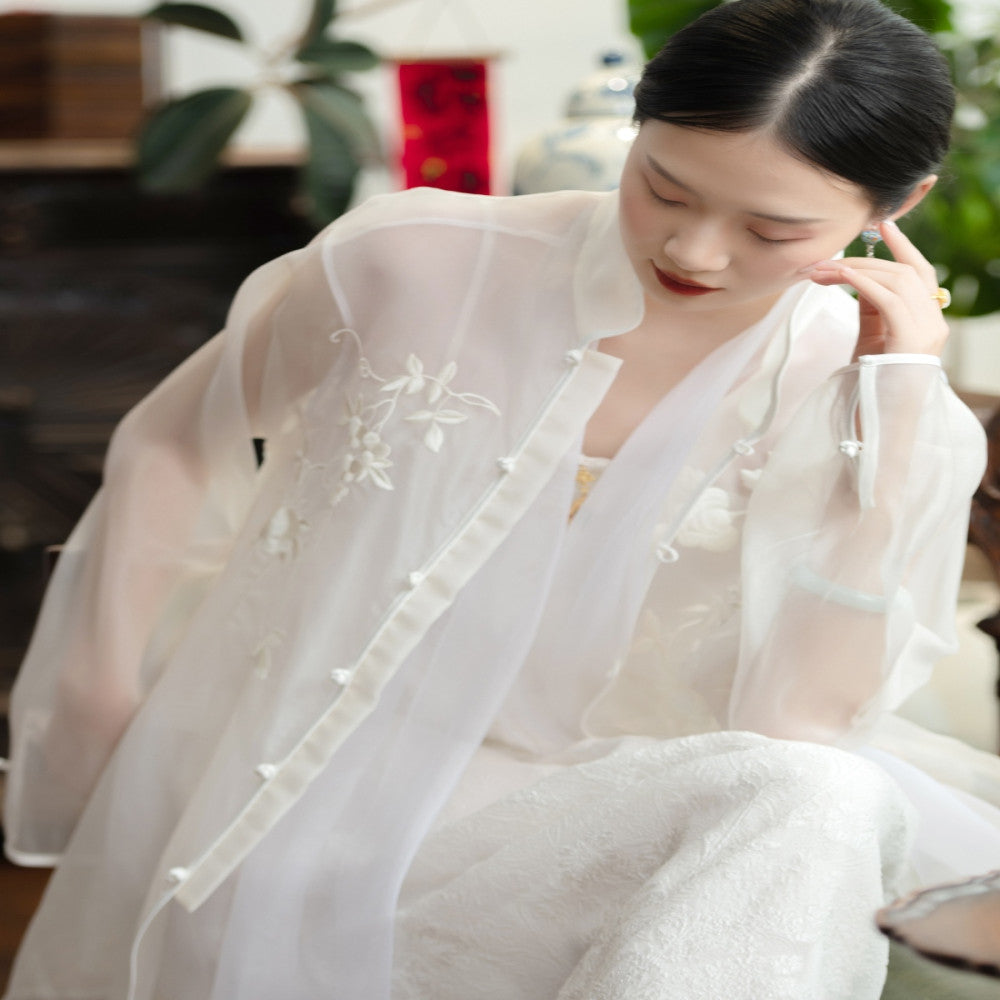 2024 New Product PCY1708 Silk Eugen Embroidery Top Chinese Retro Embroidery Top Fairy Yarn Dress for Women image 4