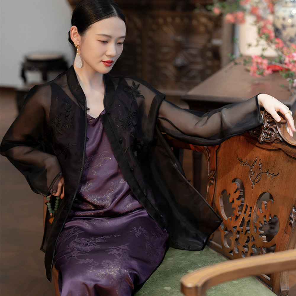 2024 New Product PCY1708 Silk Eugen Embroidery Top Chinese Retro Embroidery Top Fairy Yarn Dress for Women image 39