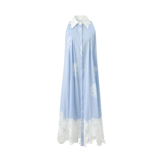 ASAYA4473 - Sky Blue Embroidered Midi Dress 💙🌸