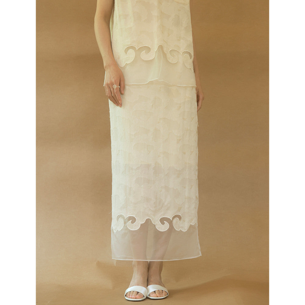 ASAYA4457 - Sheer Embroidered Organza Top 🌿✨