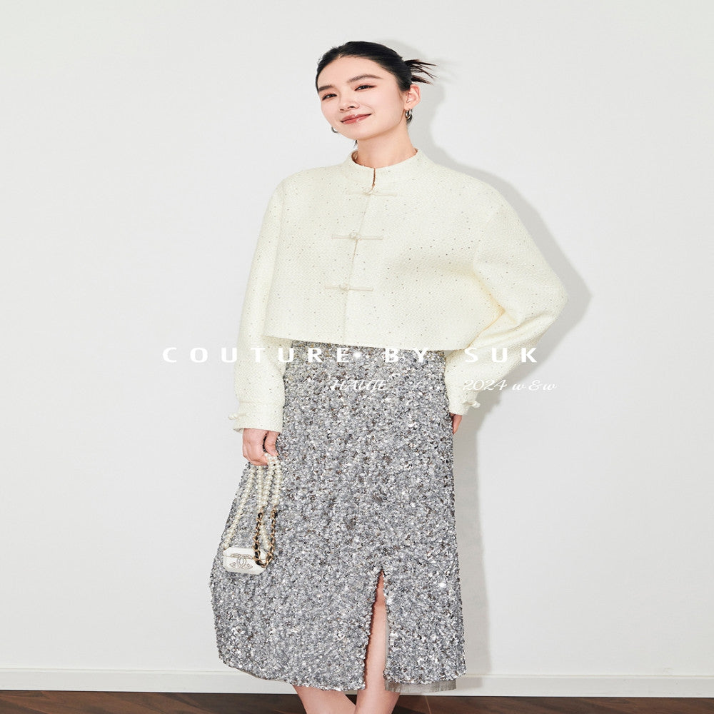 Spot SUK Qingqing Zijin 25 early spring new Chinese style button up collar jacket for women Chinese style short jacket image 3