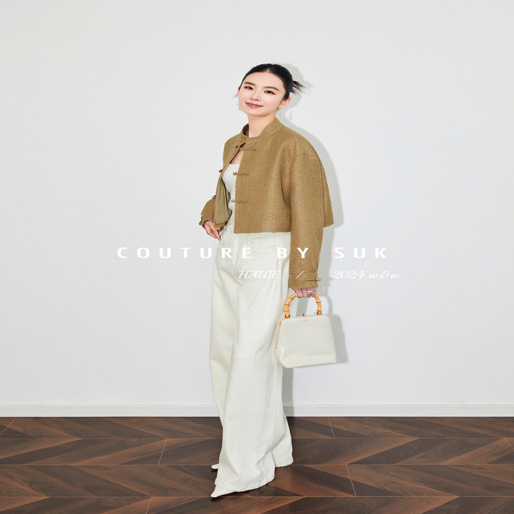 Spot SUK Qingqing Zijin 25 early spring new Chinese style button up collar jacket for women Chinese style short jacket image 4