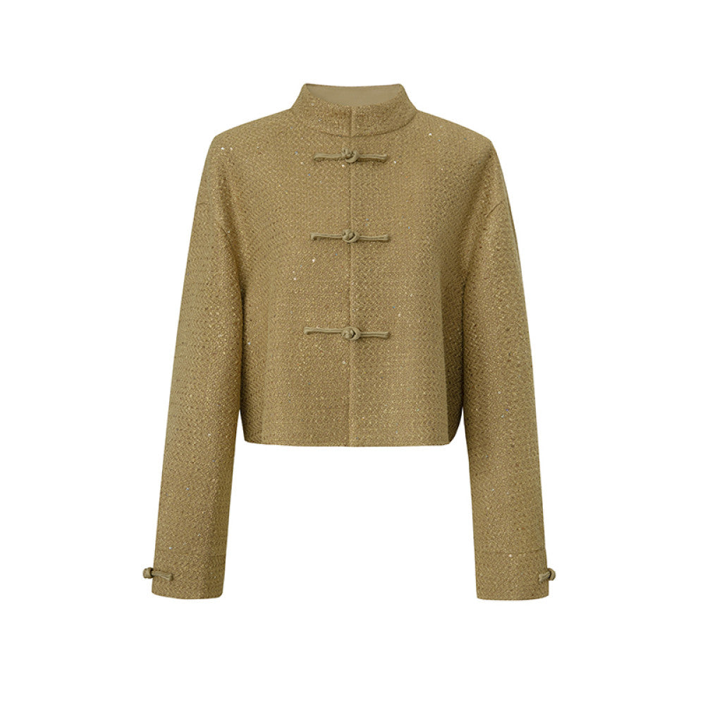 Spot SUK Qingqing Zijin 25 early spring new Chinese style button up collar jacket for women Chinese style short jacket image 13