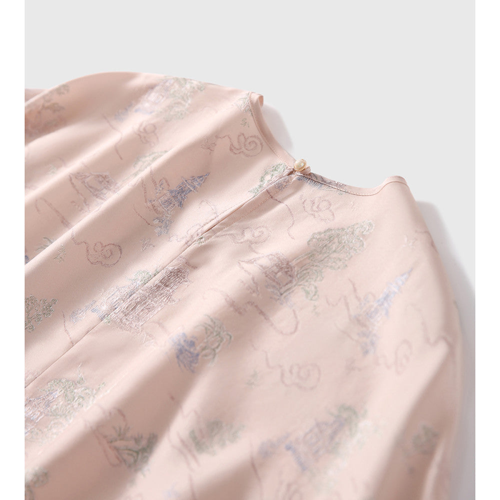 Xiaohan Pavilion Spring 2025 New Products Pavilion Terrace Pavilion Chinese Style New Chinese Style Mulberry Silk Silk Top for Women image 4