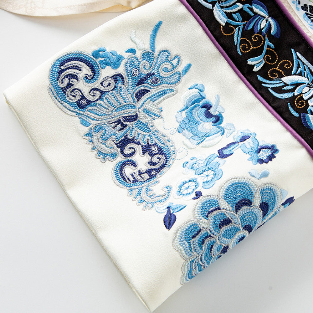 New Chinese style silk versatile embroidered shirt for women in the spring of 2025 with a retro style and slanted collar button top image 4