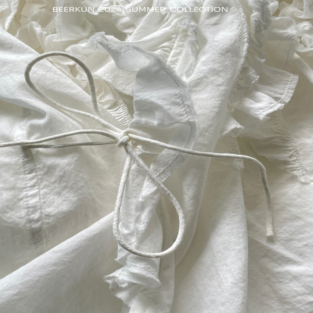 Beerkun Enjoys Hawaii 80 Thread Cotton Handmade Indian Embroidery Curled Flower Side Strap Sleeveless Top image 20