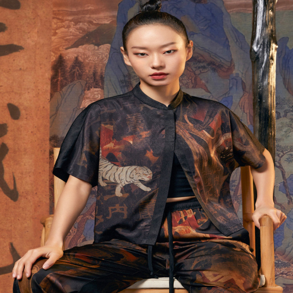 Mustard original various methods for improving Tang style cardigans bat sleeves new Chinese style tops stand up collars lightweight short jackets image 4