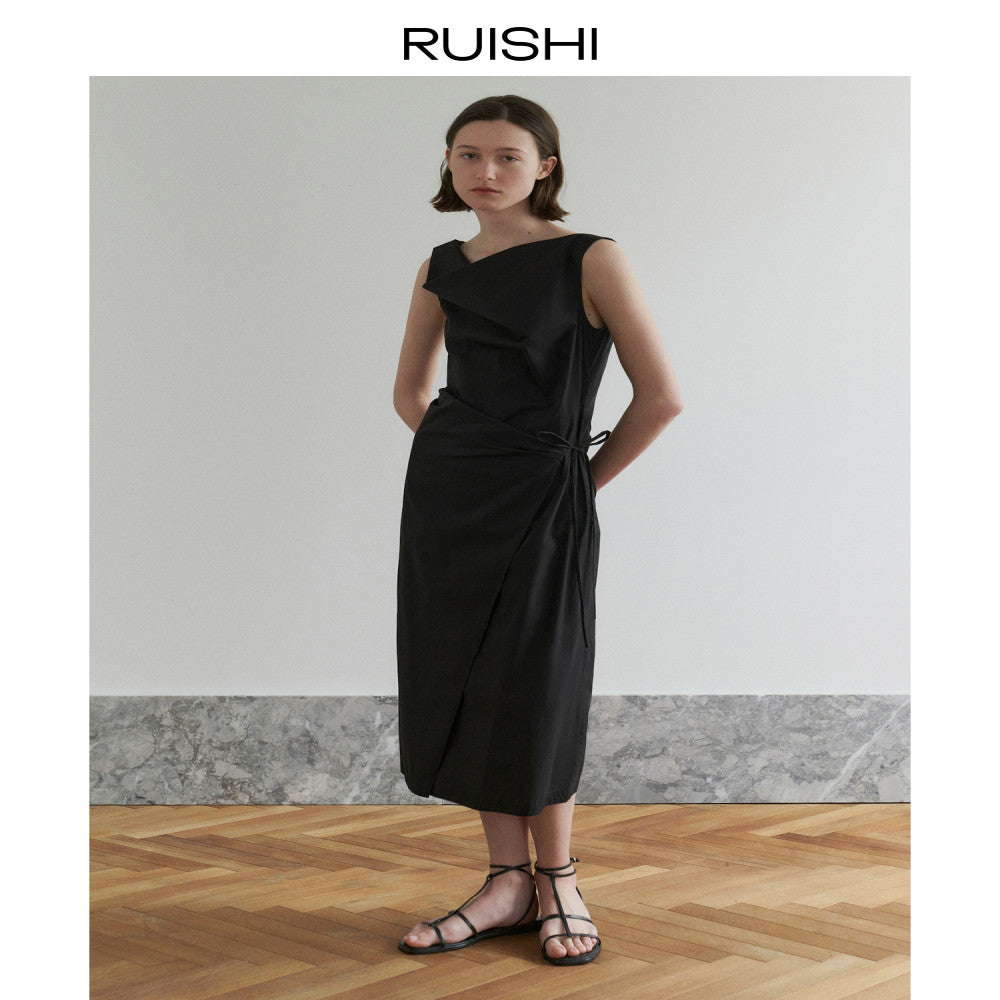 RUISHI Relaxing Atmosphere Elegant Commuting Slimming Look Sleeveless Swing Neck Dress for Women Summer image 3