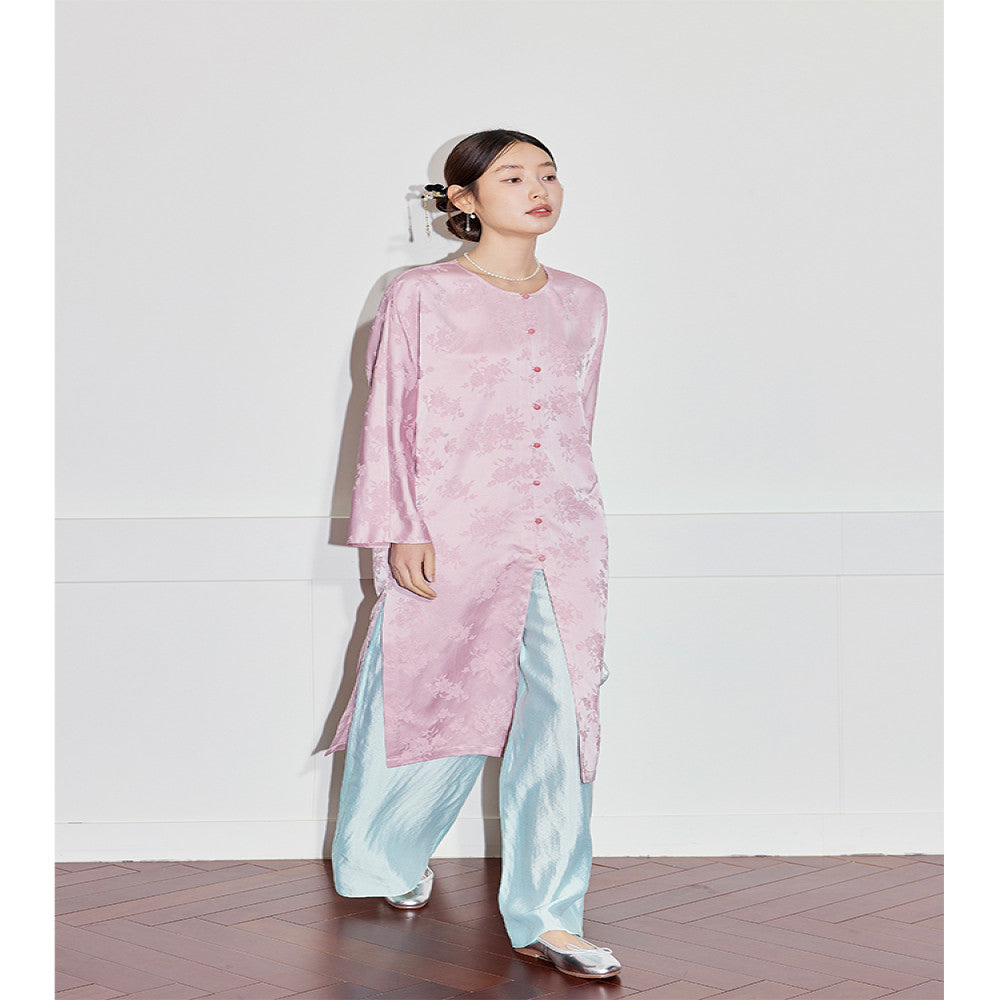 2025 Early Spring New Chinese Satin Jacquard Long Skirt Celebrity Daughter Temperament Slim Front Medium Long Dress Women image 9