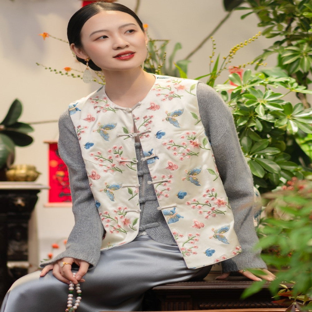 2024 New Product PCY1676 Chinese style vest Chinese embroidery vest vest shoulder retro Chinese style shoulder women s spring and autumn image 4