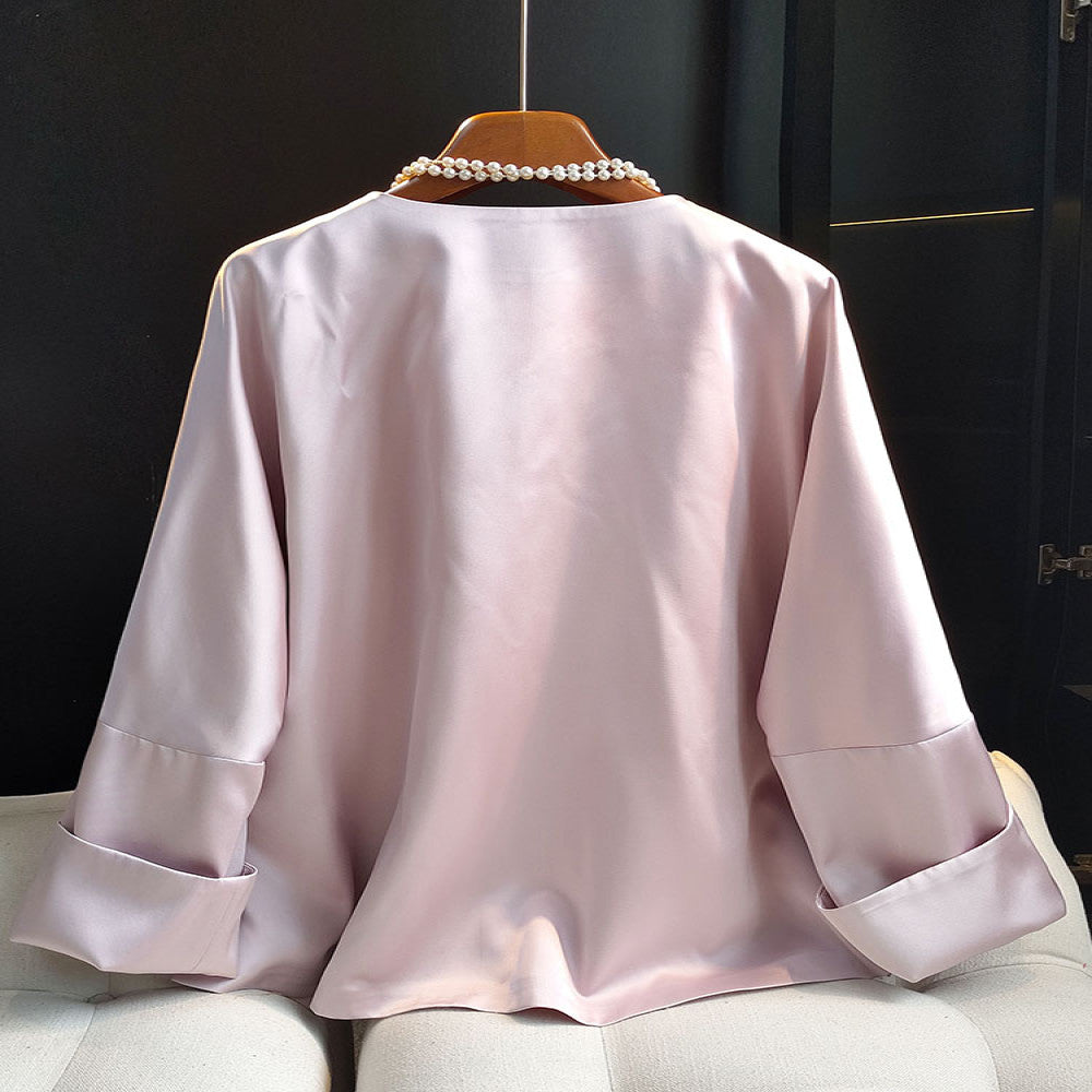 Pink fashionable new Chinese style buttoned tops spring and autumn new style high end acetate retro embroidered jacket Tang suit image 3