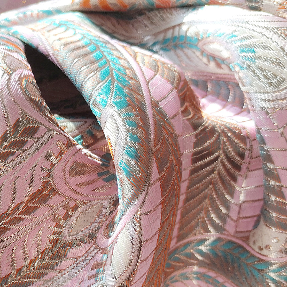 Pink retro jacquard woven satin Chinese style short jacket for women s autumn and winter new style temperament round neck new Chinese style button top image 4