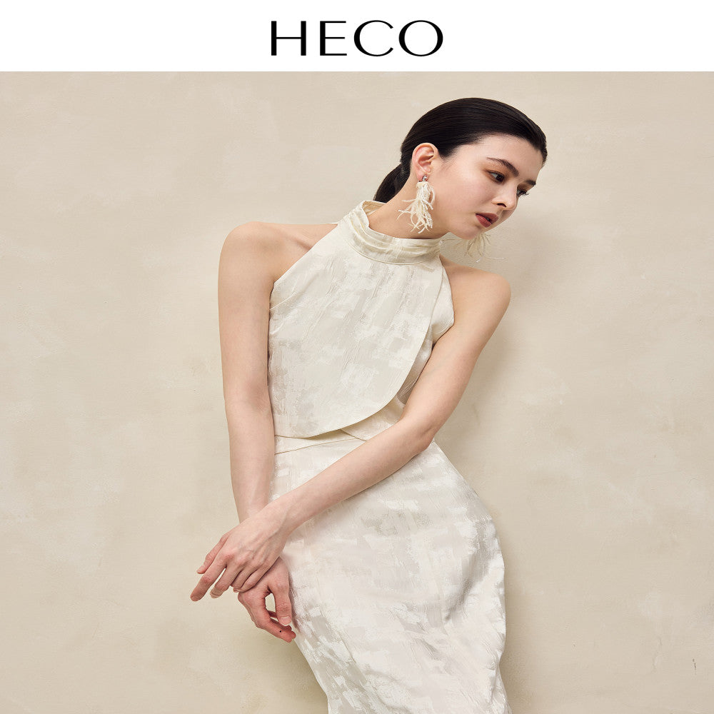 HECO Yunshan ink dyed new Chinese summer new product rayon cross slit pile collar vest top suit for women image 13