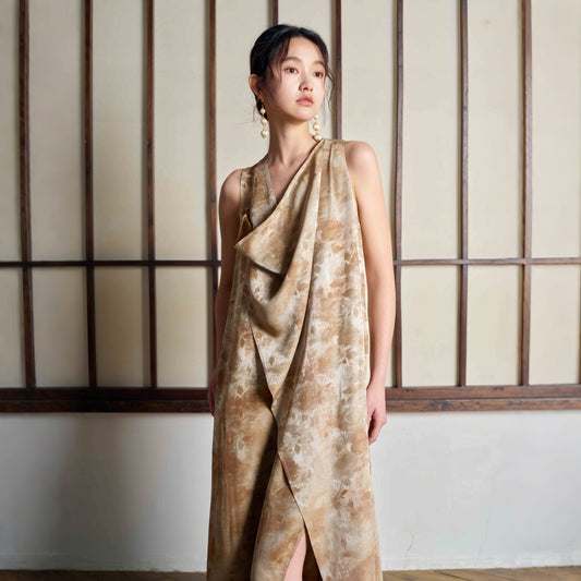 ASAYA4327 - Zen Watercolor Drape Dress 🍵🌿🧡✨🌸