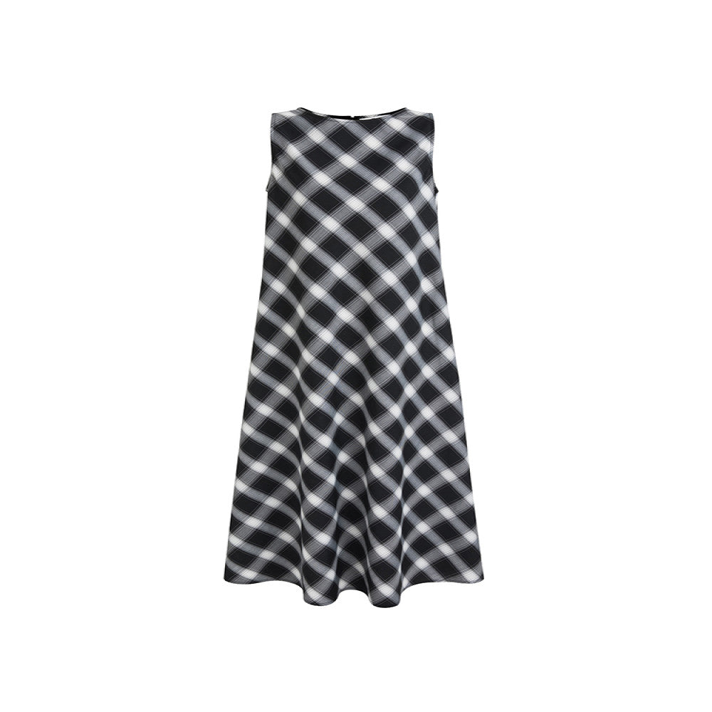Fano plaid round neck sleeveless dress for women 05 summer new style loose and slimming dress for lazy people to wear image 5