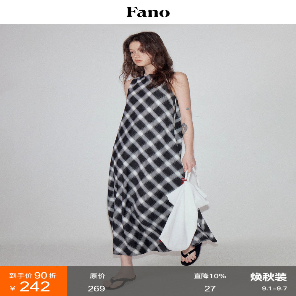 Fano plaid round neck sleeveless dress for women 05 summer new style loose and slimming dress for lazy people to wear image 0