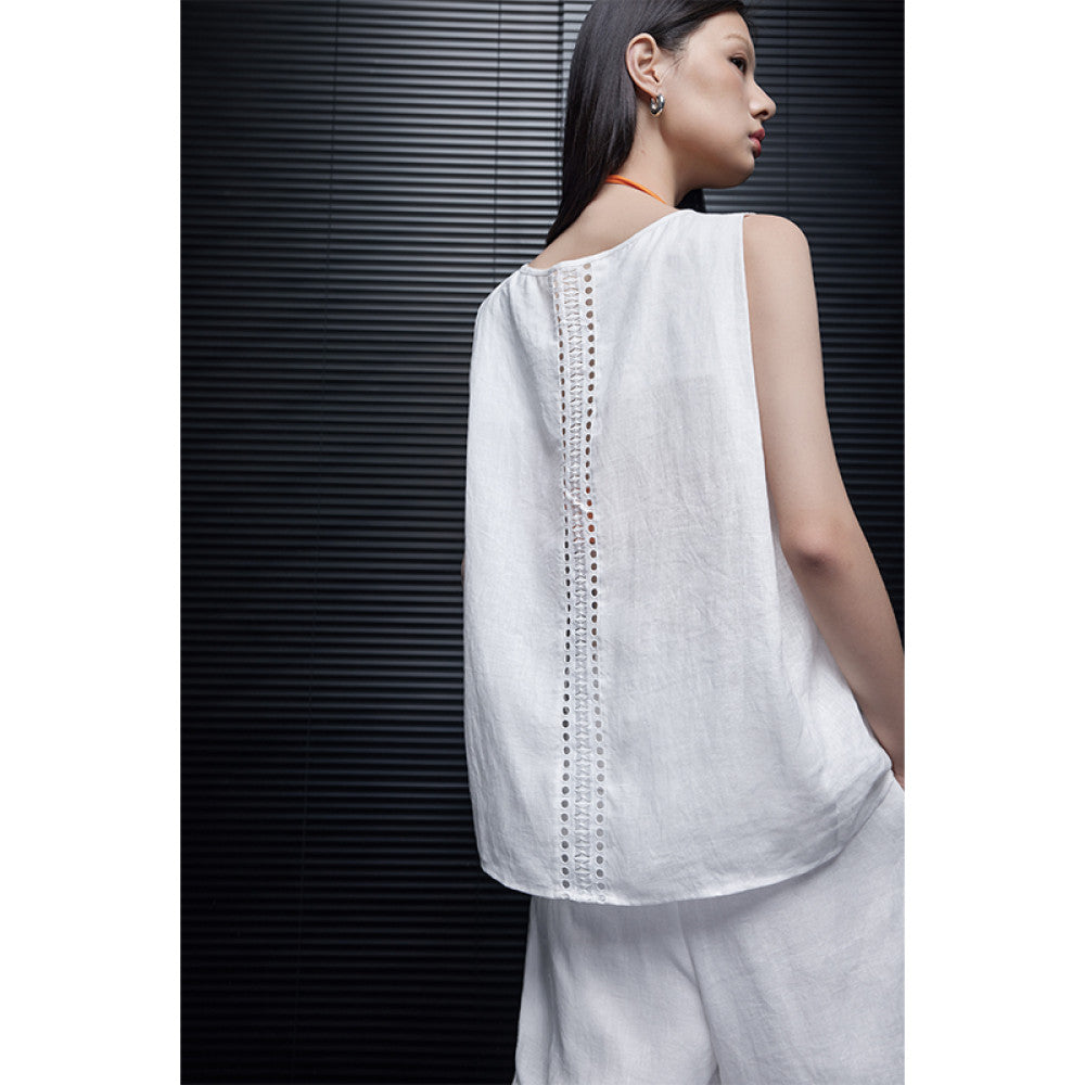 ASAYA4664 – White Breeze Linen Top 🤍✨