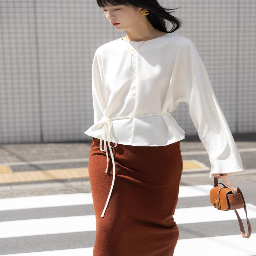 SOTHEMOS 25 Spring Fashionable Minimalist Row Style 2 Color Satin French Retro Design Long Sleeve Shirt image 4