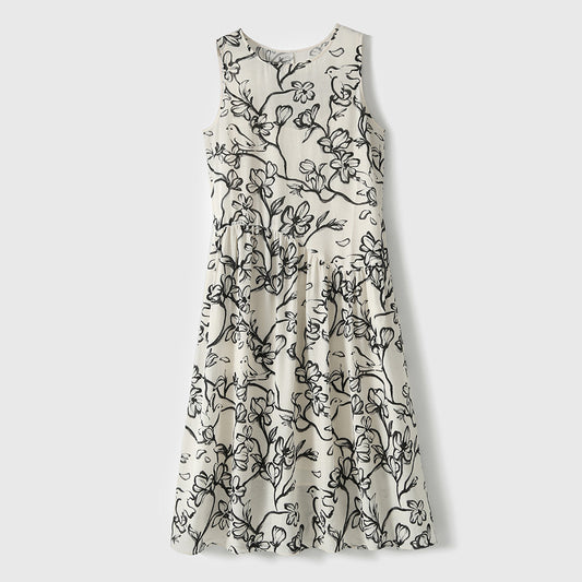 ASAYA4284 - Floating Brush & Ink Sleeveless Dress 🖌✨