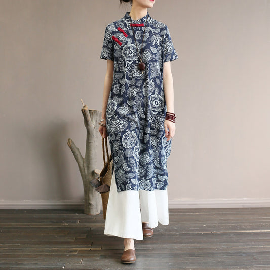 ASAYA4282 - Vintage Floral Linen Dress 🌿✨